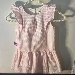Baby GAP Pink/White Striped Dress 4 Lace Eyelet Trim Toddlerstyle Princesscore